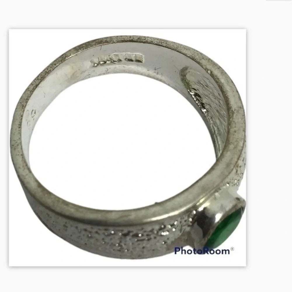 Sterling silver green gemstone ring